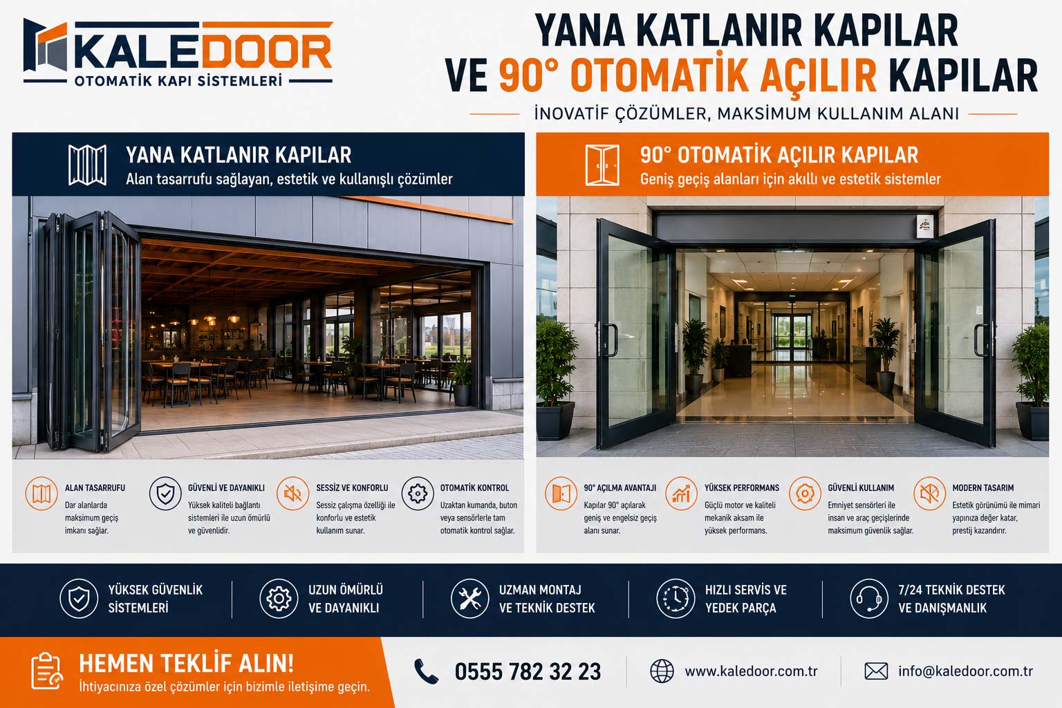 Yana Katlanır Kapılar ve 90° Otomatik Açılır Kapılar