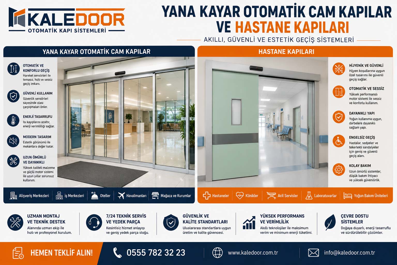 Yana Kayar Otomatik Cam Kapılar ve Hastane Kapıları